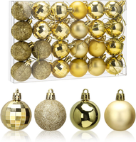 24 StüCk Weihnachtskugeln 4 Cm Weihnachtsbaum Gold, Christbaumkugeln Kunststoff