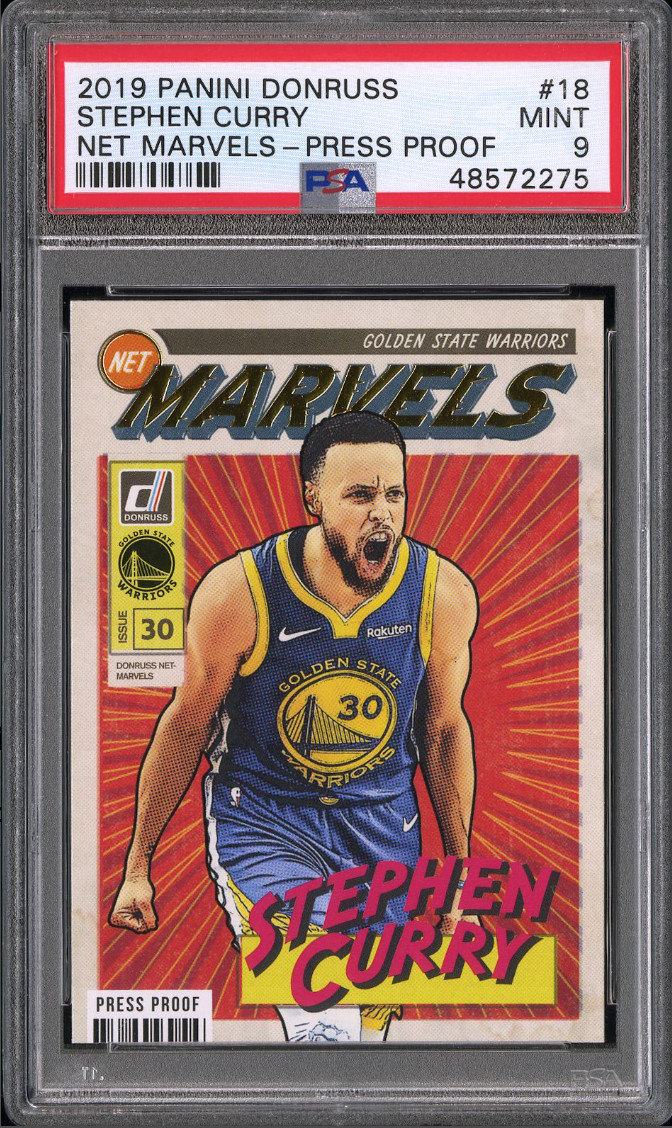 2019 Panini Donruss Stephen Curry Net Marvels Press Proof #18 PSA 9 MINT GOAT 🐐