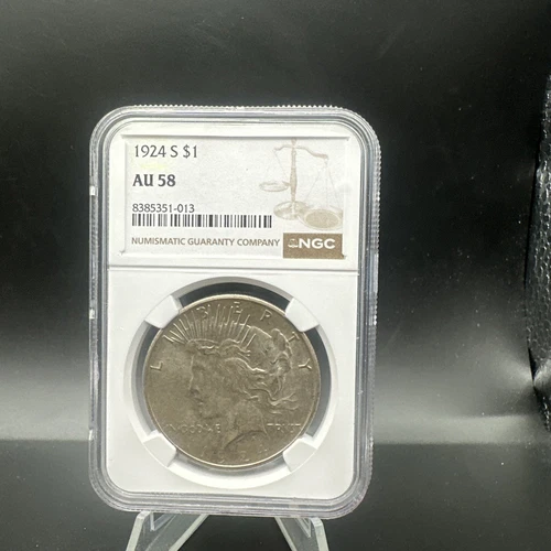 1924 S $1 Peace Silver Dollar - NGC  AU58 - Better  Date
