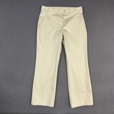 Lands End Pants Womens 16 Light Yellow Straight Leg Flat Front Cotton Blend