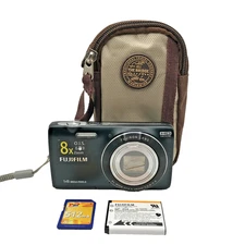 Fujifilm FinePix JZ100 14MP HD Digital Camera Black + 512MB Card Case - Tested
