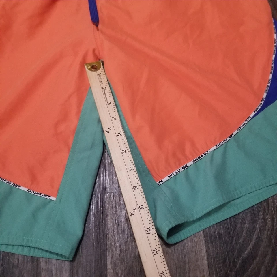 Hawaiian Tropic Swim Shorts Mens XL Swim Trunks Adult Orange/Green/Blue - Image 3 of 4