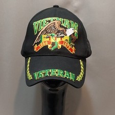 Vietnam Veteran Eagle Hat Low Profile Black Embroidered 1964-1975 Ribbon Colors