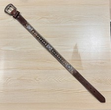 Nocona Western Boys Sz 22 Belt Youth Leather Calf Hair Stones Brown N4419402