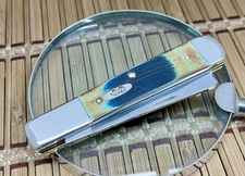 Case XX USA Hand Fired Sawcut Caribbean Blue Bone Razor Barlow Pocket Knife