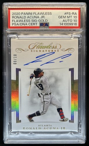 2020 Panini Flawless Ronald Acuna Jr. Signatures Gold Auto #/10 Braves PSA 10