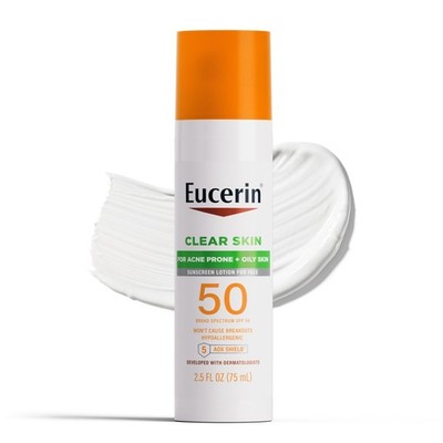 Eucerin Sun Clear Skin Face Sunscreen Lotion 2.5 Fl Oz (Pack of 1), Orange 