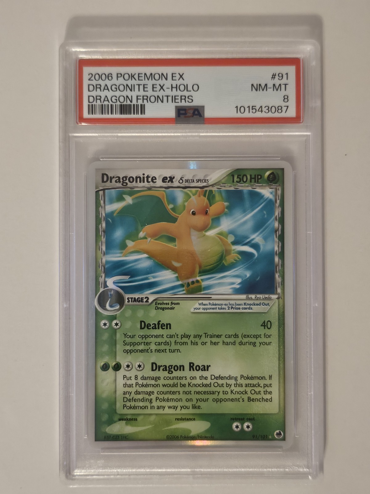 EX Dragon Frontiers Holo Dragonite EX Delta Species 91/101 PSA 8 NM-MT