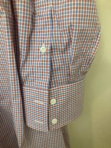 EUC Brunello Cucinelli Button Down Shirt Blue/Red Grid 16.5/42 - Picture 12 of 18