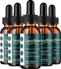 (5 Pack) LipoWave Liquid Drops – Lipo Wave Natural Blend Healthy Organic Support