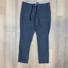 Lands End Womens 18T Blue Cotton Chambray Drawstring Elastic Waist Pants 442299