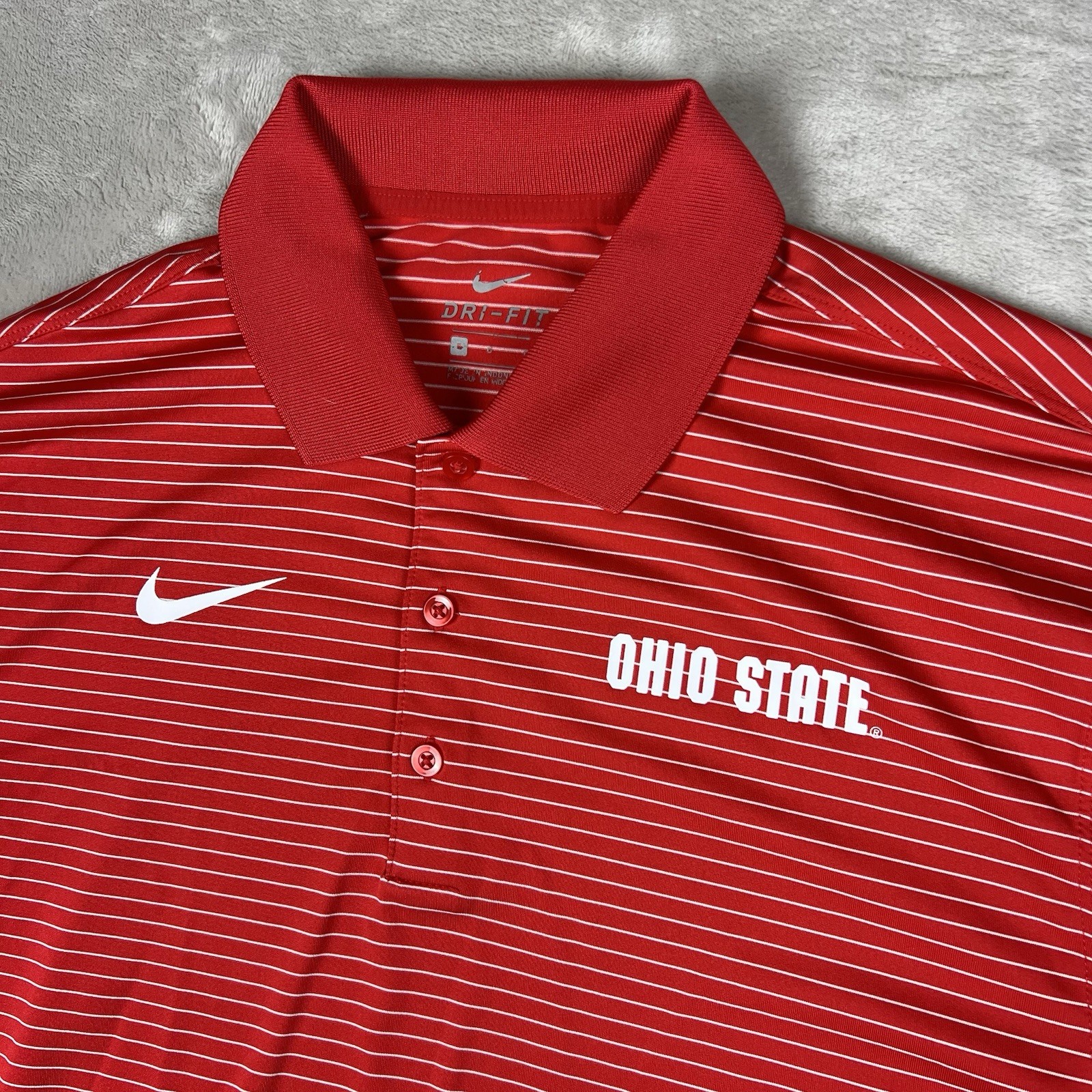 Nike Ohio State Buckeyes Golf Polo Shirt Men’s Large Striped Red
