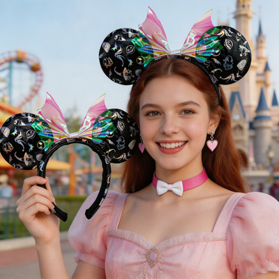 Hairband Disney. Loungefly Minnie  Ears Clear Bow Nightmare Before Christmas US