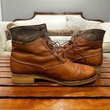 1987 Vintage Banana Republic Safari Leather and Linen Walking Boots Italy 8.5 B