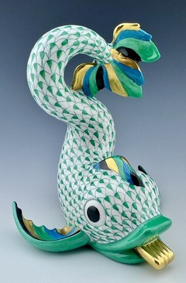   MINT HEREND Larger 6  KOI Green Fishnet Fish Figurine ($1,048 Retail)