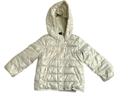 Gap Kids Girls ColdControl Max Puffer Jacket Pearl White #328897 Button Zip Sz 5