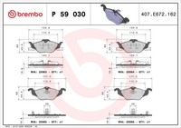 Bremsbelagsatz Scheibenbremse Prime Brembo P 59 030 FüR Opel Chevrolet Astra CC