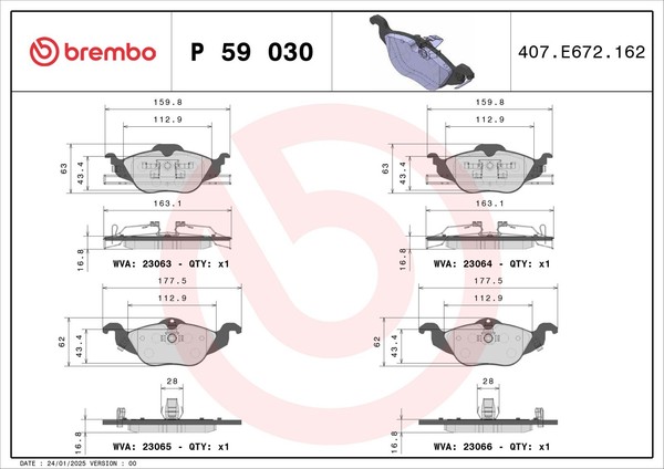 Bremsbelagsatz Scheibenbremse Prime Brembo P 59 030 FüR Opel Chevrolet Astra CC-image