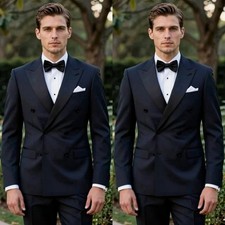 Business Men's Suit Double Breasted Formal 2Pcs Office Prom Tuxedo Jacket