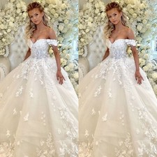 Gorgeous Wedding Dresses Off The Shoulder Flower Appliques A Line Bridal Gowns