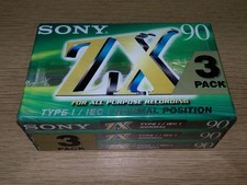 3Pack SONY ZX90 C-90ZXA Type1 Audio blank cassette tape new sealed (some cracks)