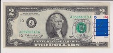 TWO DOLLAR FEDERAL RESERVE NOTE UNITED STATES OF AMERICA SERIES 1976 $2 BILL J