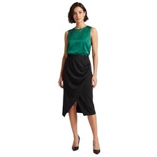 Halara Skirt Women's Med Black Midi High Rise Ruched Asymmetric Jersey Stretch