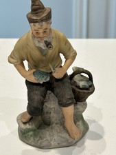 Antique Capodimonte Figurine “LUCKY FISHERMAN” Early 20th Century Italy