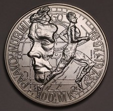 1997 Finland 100 Markkaa -Paavo Nurmi-  0.65oz Silver Unc KM#84