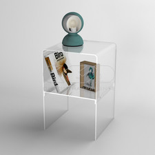 Piccolo comodino 30x30H45 con ripiano in plexiglass trasparente