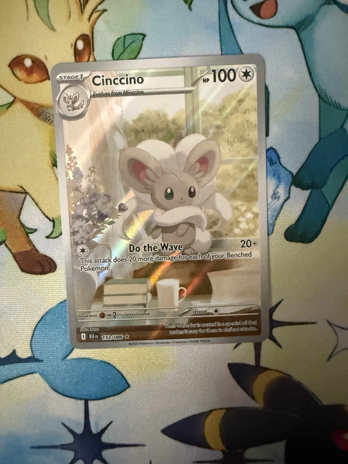 Pokemon Black Bolt Cinccino Illustration Rare Holo 153/086 English MINT GOLD