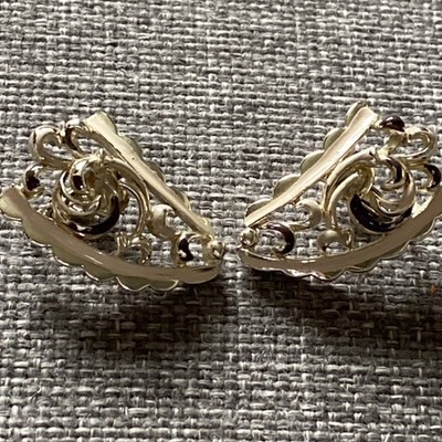 Jewelcraft Vintage Ohrclips Manschettenstil Emaille silberfarben 60er 50er