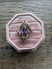 Black Hills Gold ring long leaves floral size 7 sterling silver 