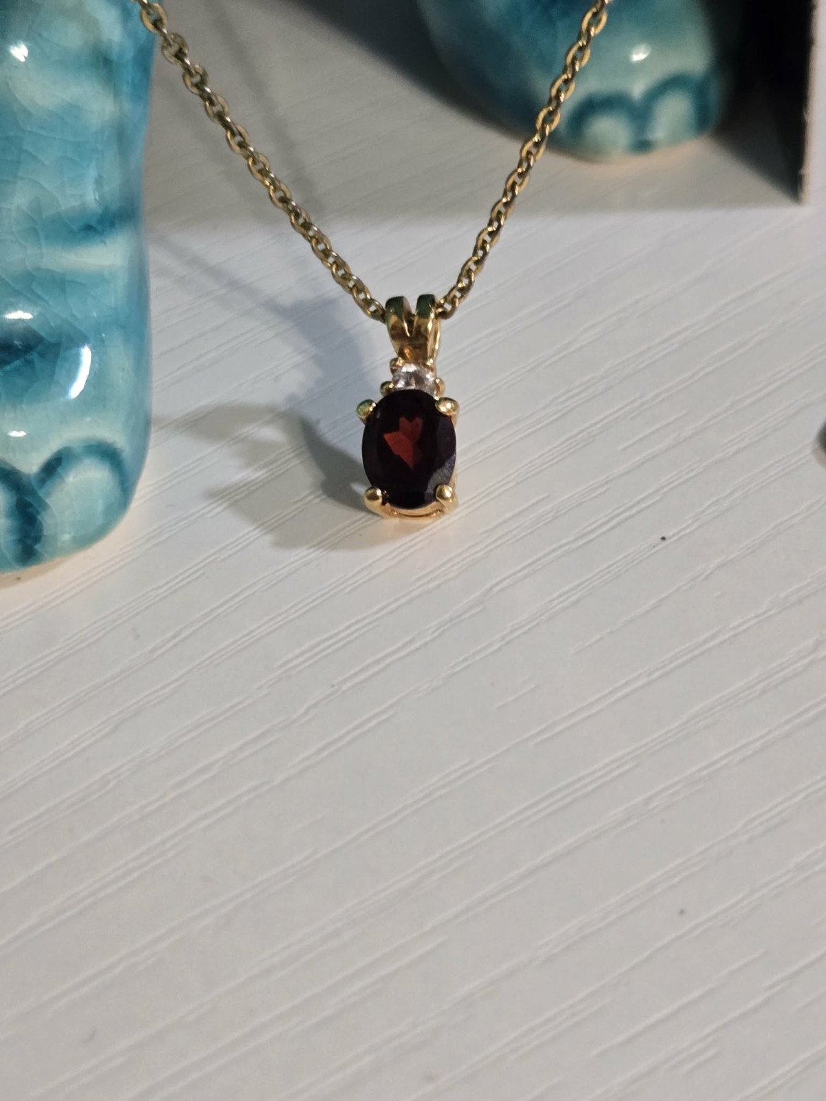 Created Ruby Diamond Solitaire Pendant Necklace 1… - image 1