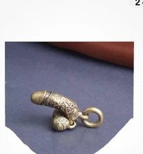 Brass Colored Penis Key Chain / Charm With Moving Parts,  From USA