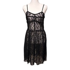 Whimsigoth Star Print Corset Inspired Mesh Slip Dress M Celestial Fairy Grunge
