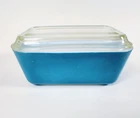 Vintage Pyrex Blue 502-B Refrigerator Dish with 502-C Ribbed Glass Lid 1.5PT