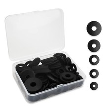 Yuntop 100 Pcs Black Flat Rubber Washers Assortment 30 millimeters, black