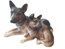 German Shepherd Mother And Puppy Homco Resin Dog Statue 1990 Vintage Large