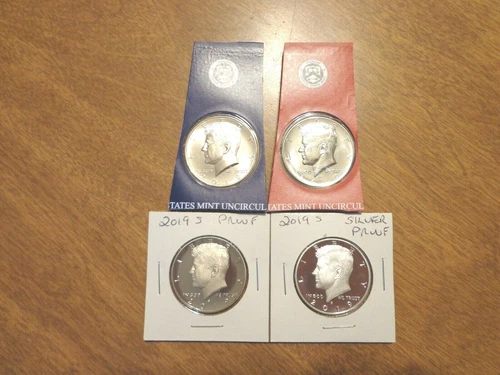2019 P D S S Silver & Clad Proof Kennedy Half Dollar PDSS Mint Cello 4 Coin Set