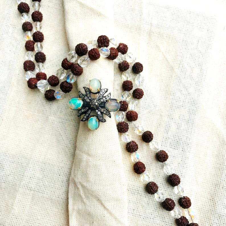 Natural Pave Diamond Opal Ring in 925 Sterling Silver Fine Jewelry-image