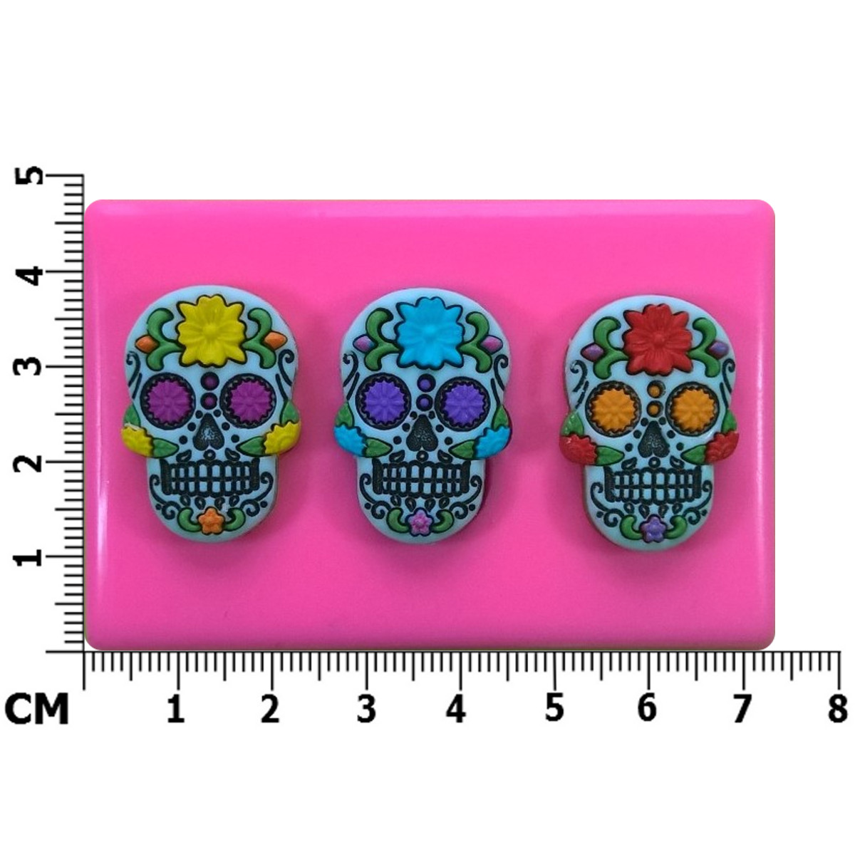 3 Mexican Sugar Skull Day of Dead Gothic Halloween Mould by Fairie Blessings