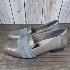 Clarks Juliet Rose Leather Grey Dove Slip On Loafer Women's Sz 7 M Soft Cushion