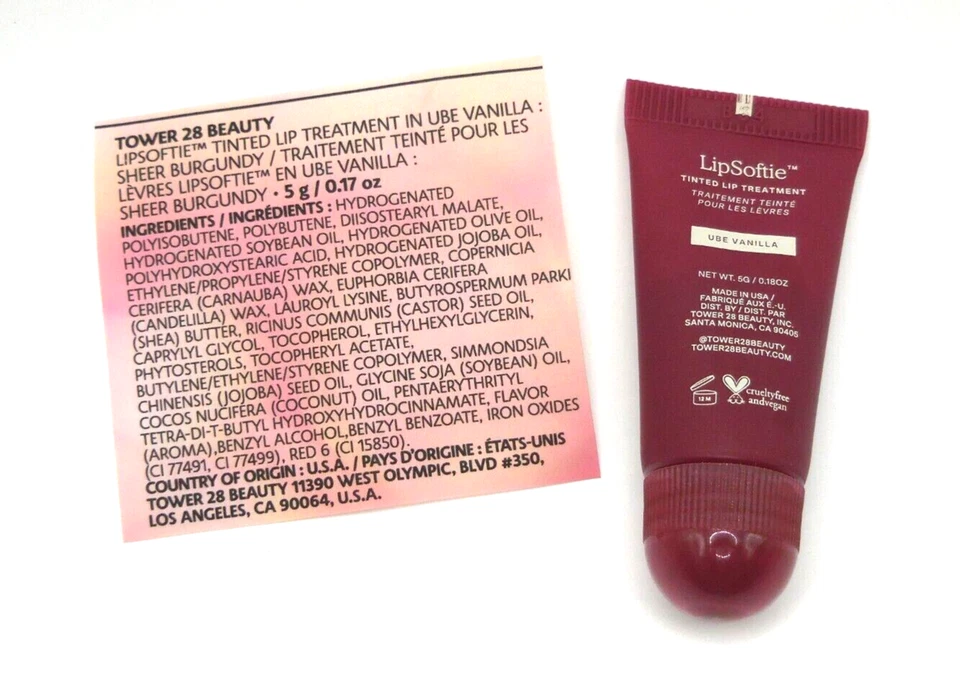 Tratamiento Labial Tintado Tower 28 Lipsoftie® en UBE VAINILLA 5g MINI TAMAÑO SIN CAJA Foto 2 de 4
