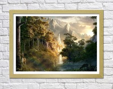 LORD OF THE RINGS -DEEP FRAMED CANVAS WALL ART PICTURE PAPER PRINT- GREEN WHITE