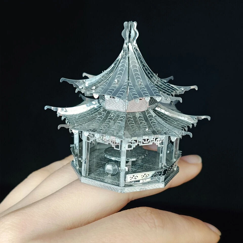 3D Metal Puzzle Chinese Pavilion DIY Assembled Model Adult Toy Small Ornament - Image 2 of 4