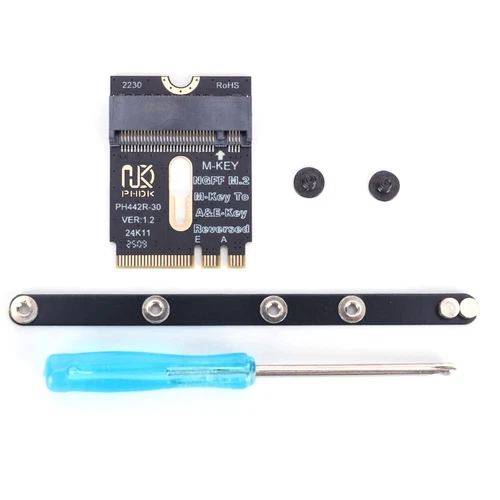 NGFF A+E-Key Male To NVME M-key Female Extension PCI-E 4.0 Adapter with Bracket
