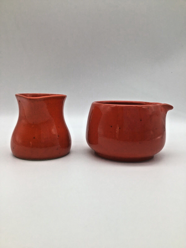 Gerz W. Germany Stoneware Pottery Creamer & Milk Pot Orange Marked Sticker - Picture 7 of 10