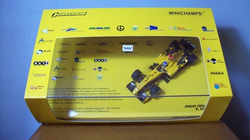 1/43 MINICHAMPS 402 040018 JORDAN FORD EJ14 2004 NICK HEIDFELD COMMEMORATIVE BOX