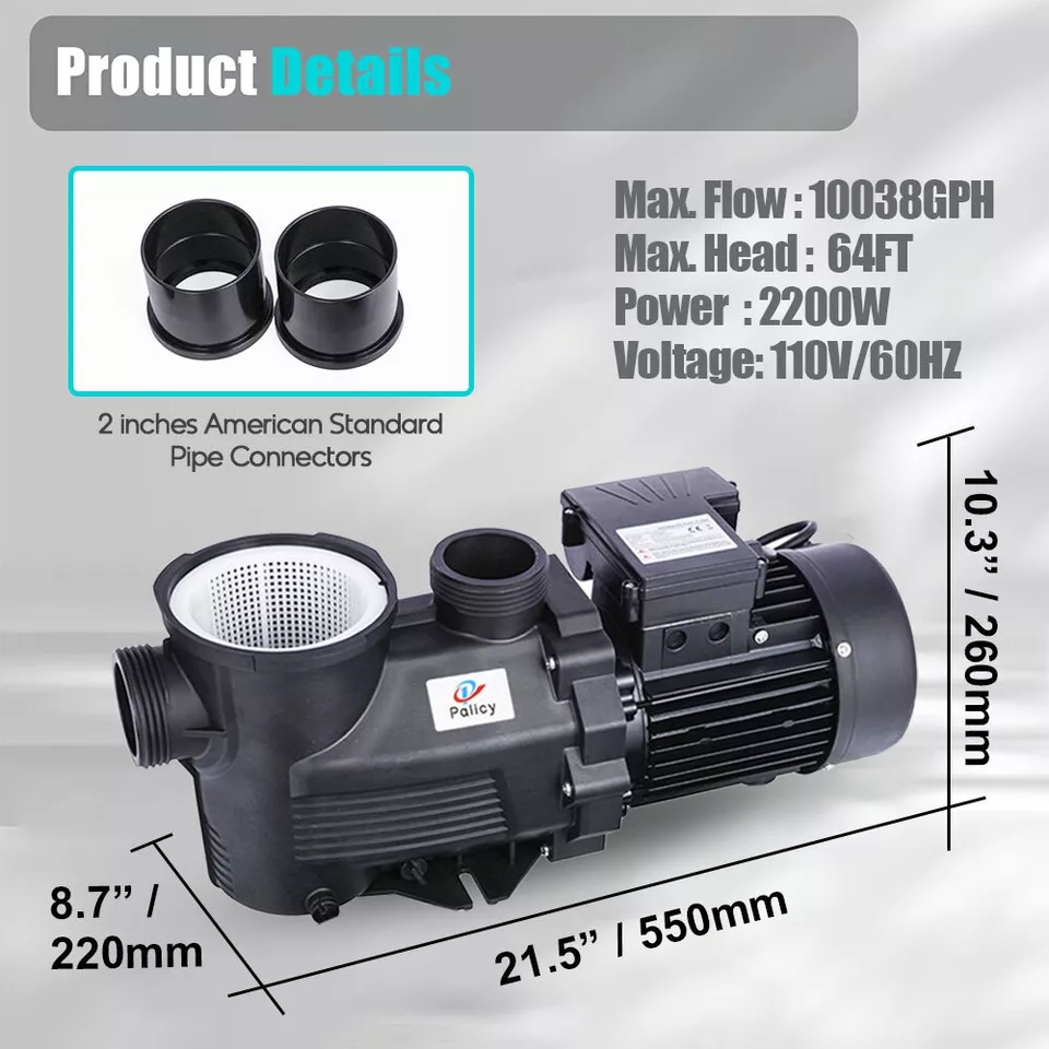 3HP 110V 10038GPH Inground Swimming POOL PUMP MOTOR Strainer Replace For Hayward - Image 3 of 4